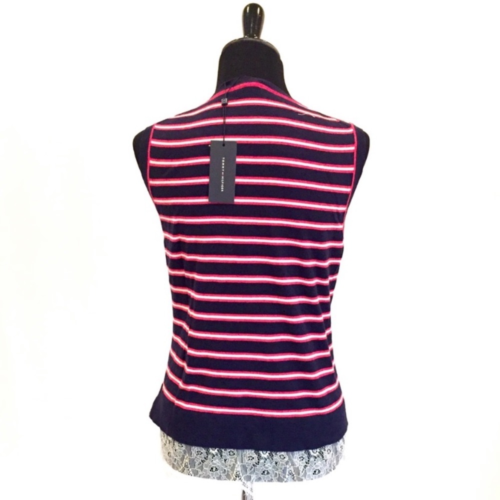 Tommy Hilfiger Striped Sweater Shell With Lace Hem - Picture 2 of 5